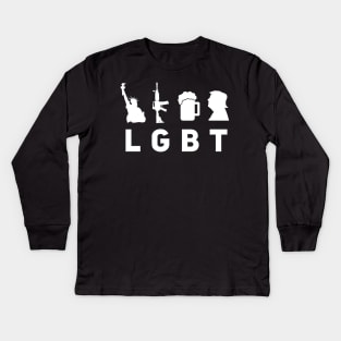 Liberty Guns Beer Trump (LGBT Parody) Kids Long Sleeve T-Shirt